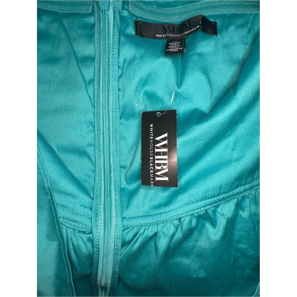 White House Black Market Poplin Keyhole Bustier Top SZ 16 Back Zipper Color Blue - Picture 7 of 11